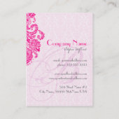 Roze Tint Damasks Heet Roze Bloemen Ornament Visitekaartje (Achterkant)