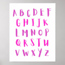 Roze tinten alfabet hoofdletters Kinder kamer Poster