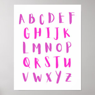 Roze tinten alfabet hoofdletters Kinder kamer Poster