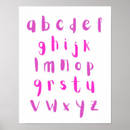 Roze tinten alfabet kleine letters Kinder kamer Poster
