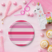 Roze tinten en crème strepen papieren bordje (Feest)