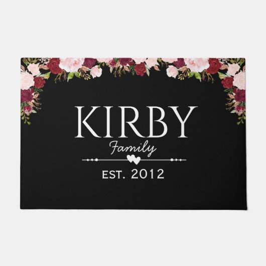 Roze tinten Floral door Matt Gepersonaliseerd Deurmat (Voorkant)