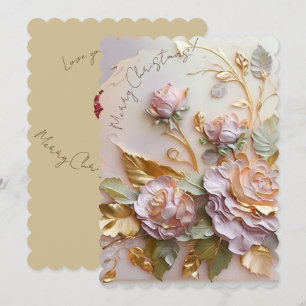 Roze tinten gebeeldhouwde bloemen feestdagenkaart