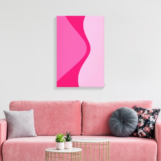 Roze tinten gebogen geometrische vormen canvas afdruk (Insitu (Woonkamer))