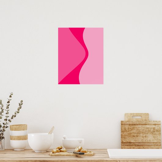 Roze tinten gebogen geometrische vormen poster (Keuken)