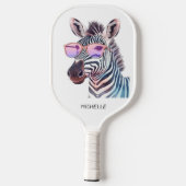 Roze tinten Gekke Zebra Modern Monogram Pickleball Paddle (Achterkant)