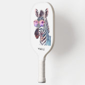 Roze tinten Gekke Zebra Modern Monogram Pickleball Paddle (Links)