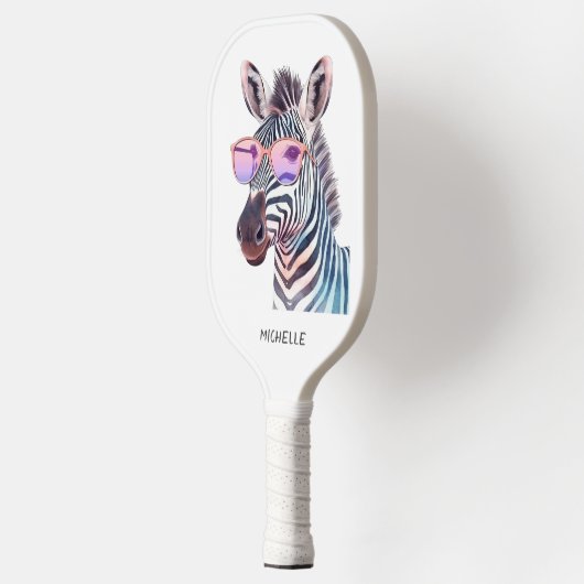 Roze tinten Gekke Zebra Modern Monogram Pickleball Paddle (Links)
