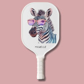 Roze tinten Gekke Zebra Modern Monogram Pickleball Paddle