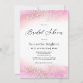 Roze tinten goud sparkles bruids douche uitnodigin kaart (Voorkant)