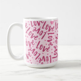 ROZE TINTEN HANDGETEKENDE VALENTIJNSLIEFDE KOFFIEMOK