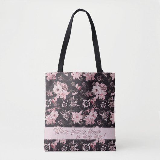 Roze tinten in de donkere - getexteerde versie tote bag (Voorkant)
