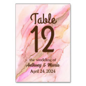 Roze tinten in de kleuren van de inkt met goud kaart (Achterkant)