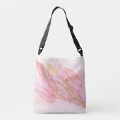 Roze Tinten in Wolken van Inkt Met Goud Crossbody Tas (Achterkant)