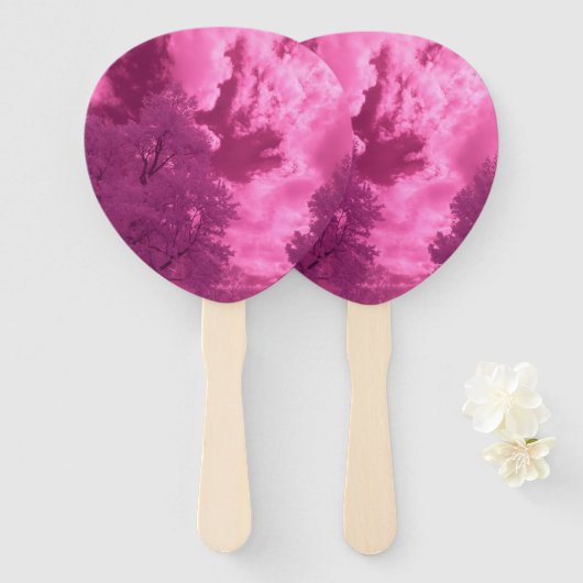 Roze Tinten Infrarood Wolk Handwaaier (Voorkant en achterkant)