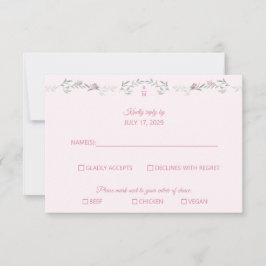 Roze Tinten Lofblad Monogram RSVP-reactiekaart RSVP Kaartje
