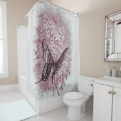 Roze tinten van Garden Butterfly Douchegordijn (In situ)