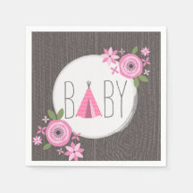Roze Tipi Baby shower Papier servet