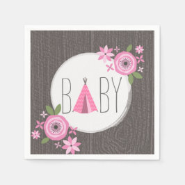 Roze Tipi Baby shower Papier servet