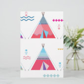 roze tipi briefpapier (Staand voorkant)