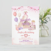 Roze Tipi Sleepover Tent Slumber Party Verjaardag Kaart (Staand voorkant)