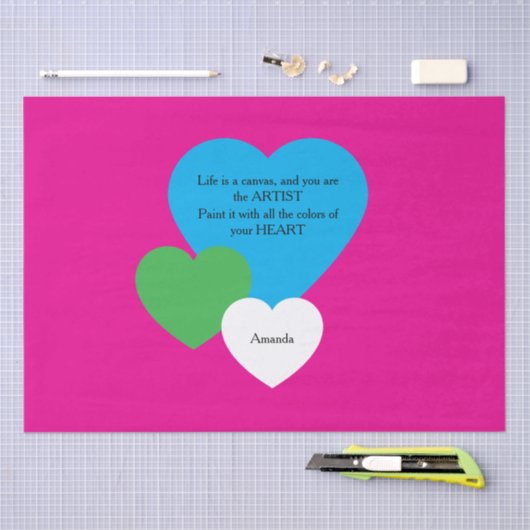 Roze tissuepapier met harten (Craft)