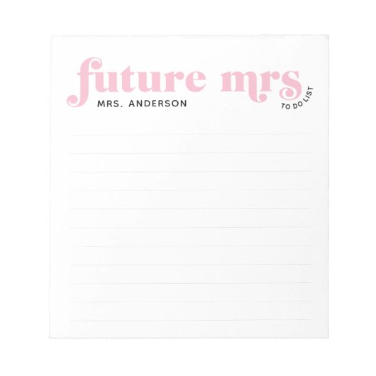Roze Toekomst Mrs. om  typografie te noemen Notitieblok (Voorkant)