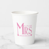 Roze Toekomst Mrs Verlovingsfeest Bruidsfeest Papieren Bekers (Achterkant)