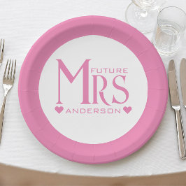 Roze Toekomstige Mrs Verlovingsfeest Bruidsfeest Papieren Bordje