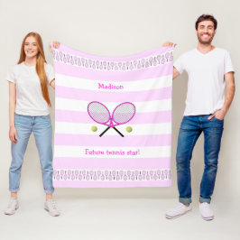 Roze toekomstige tennisster gepersonaliseerd in st fleece deken