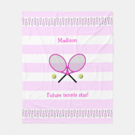Roze toekomstige tennisster gepersonaliseerd in st fleece deken