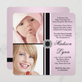 Roze toen en nu Foto Afstuderen Kaart (Voorkant / Achterkant)