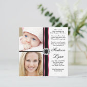 Roze toen en nu Foto Afstuderen Kaart (Staand voorkant)