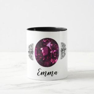 Roze Toermalijn Diamant met Jouw naam Koffie Mok