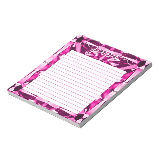 Roze Toermalijn Edelsteen Lijn Gepersonaliseerd Notitieblok (Linkerzijde)