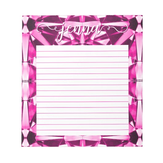 Roze Toermalijn Edelsteen Lijn Gepersonaliseerd Notitieblok (Voorkant)
