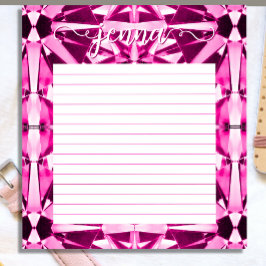 Roze Toermalijn Edelsteen Lijn Gepersonaliseerd Notitieblok