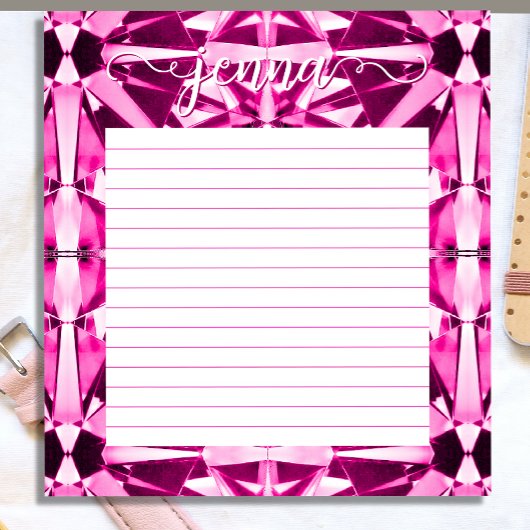 Roze Toermalijn Edelsteen Lijn Gepersonaliseerd Notitieblok