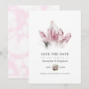 Roze Toermalijn en Marmeren Huwelijk Save The Date