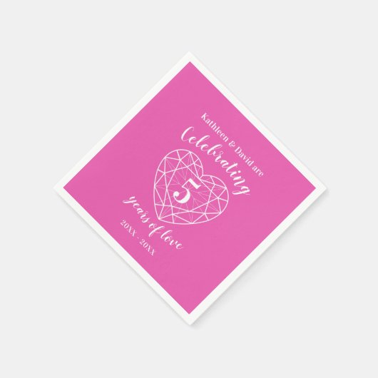 Roze toermalijn jubileum 5 jaar liefdesservet servet (Hoek)