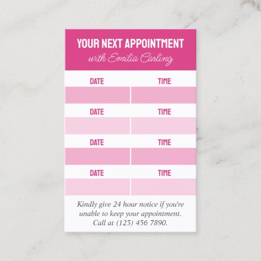 Roze Toevoegen Logo Haar Stylist Volgende Afsprake Afsprakenkaartje (Voorkant)