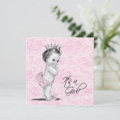 Roze Toile Baby Girl Douche Kaart (Staand voorkant)
