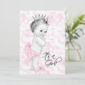 Roze Toile Baby Girl Douche Kaart (Staand voorkant)