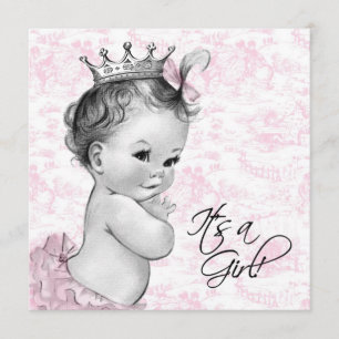 Roze  toile Baby Girl Shower Kaart