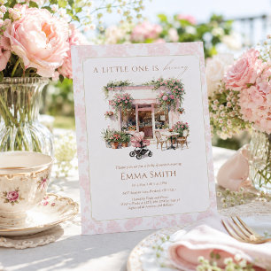 Roze toile baby is brewing cafe coffee Coquette Bedankkaart