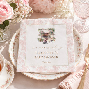 Roze Toile Baby Is Brewing Cafe Coffee Coquette Servet