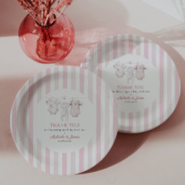  Roze Toile Baby Kleding Meisje Baby shower Papieren Bordje