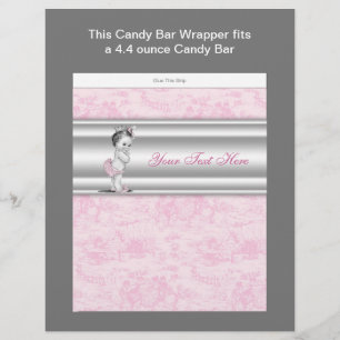 Roze Toile Baby Shower Candy Bar Verpakking Flyer