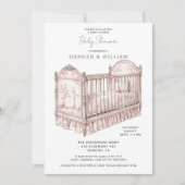 Roze Toile Baby Shower Kaart (Voorkant)