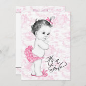 Roze Toile Baby shower Kaart (Voorkant / Achterkant)